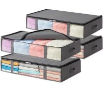 Lifewit 4 apakšgultas glabāšanas maisu komplekts, salokāma apakšgultas glabāšanas kaste, glabāšanas kastes ar vāku, drēbju glabāšana zem gultas, apakšgultas drēbju skapis, 65 L, pelēks