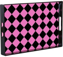 Simmer Stone Dekoratīvs galds, Marmorierkunststoff mit Griffen, rechteckiger Schminktisch und Servieren für Badezimmer, Küche, Ottomane und Couchtisch, 39,6 x 25,9 cm (Rose Black Diamond)