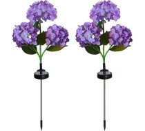 HpLive Komplekts ar 2 trīs galvu saules dārza lampām, hortenzijas LED ziedu lampu komplekts, āra apgaismojums dārzam, terasei, balkonam (violets)