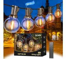 LED pasaku gaismas āra apgaismojums 30 m - āra pasaku gaismas spuldzes ar 50 + 2 aptumšojamām spuldzēm Laikapstākļu izturīgas silti baltas pasaku gaismas āra apgaismojums ar tālvadības pulti terasei balkonam dārzam kempingam