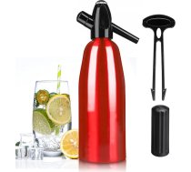 Soda sifons, dzirkstošā ūdens aparāts, 1 litra soda ražotājs, soda sifona pudele ar spiediena regulatoru, alumīnija dzirkstošā ūdens sildītājs mājas sulām, Mojito, kokteiļiem, dzērieniem