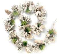 com-four® Ziemassvētku vainags, 160 cm garš balts adventes vainags ar mirdzumiem, atkārtoti lietojams vainags Ziemassvētku dekorēšanai