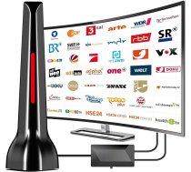 DVB-T/DVB-T2 antena ar pastiprinātāju, 36Dbi+ HDTV iekštelpu antena televizoram, signāla kvalitāte caur alumīnija serdi, ar magnētisko pamatni - 3 metru kabelis, atbalsta 4K 1080P - visiem televizoriem DAB/UHF/VHF
