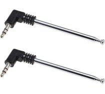 ECSiNG Pack of 2 3.5 mm Jack FM Radio TV 4 sekcijas Teleskopiskā antena saderīga ar mobilo tālruni FM radio iekštelpu radio Bluetooth stereo uztvērējs AV audio video mājas kino uztvērējs