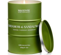 M&SENSE Kardamons Sandalkoks Lielas aromātiskās sveces ar sojas vasku Tīras degšanas sveces 600 g 130 stundas Ilgstoša relaksējoša aromterapija Sveces Ziemassvētku sveces Dāvanu sveces vīriešiem