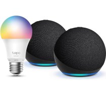 Echo Dot (5. paaudzes) | Charcoal, 2 gab. + Tapo L530EA Smart Light Bulb (E27), darbojas ar Alexa - Smart Home Starter Kit