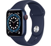 Apple Watch Series 6 (GPS + mobilais, 40 mm) Alumīnija korpuss zils ar Deep Marine sporta siksniņu (Atjaunots)