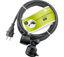 goobay 65434 Āra dubultais pagarinātājs / barošanas kabelis lietošanai ārpus telpām / 2 Schuko rozetes ar aizsargplāksnēm (IP44) / 3680 W pie 250 V (maiņstrāvas) un 16 A / 5 m