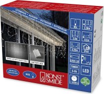 Konstsmide LED gaismu aizkars ar gaismas sensoru un 6h un 9h taimeri, 80 dzintarkrāsas diodes, darbojas ar akumulatoru, āra (IP44), balts kabelis - 3739-802, dzeltens