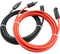 Profesionāls savienojuma kabelis pagarinājuma kabelis no abām pusēm saules kontaktdakša saules kabelis sarkans / melns 6 mm², ieskaitot montējamu saules kontaktdakšu (4 mm², 5 m)
