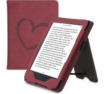 kwmobile Aizsargvāciņš saderīgs ar Kobo Clara HD Flip Case - vāciņš ar siksniņu - Heart Brush Dark Red
