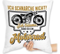 Širmas spilvens 40 x 40 cm Dekoratīvs spilvens - Paziņojums ar teicieniem - Ich schnarche nicht ich träume dass ich ein Motorrad Bin schwarz bunt - 40 x 40 cm - Balts - Teicieni Teicieni Schnarch Speak