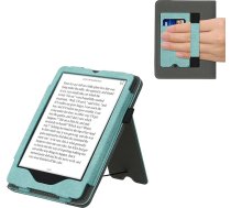 kwmobile Hülle saderīgs ar Amazon Kindle Paperwhite 11. Generation 2021 Hülle - Flip Case mit Handschlaufe - Kunstleder Cover - Mintgrün Dunkelgrau