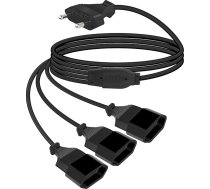 RIIEYOCA 3-in-1 Euro kontaktdakšas pagarinātāja kabelis ar plakanu īsu C tipa kontaktdakšu uz vairāku kontaktligzdu Euro kontaktdakšu sadalītāju, 2,5 A 250 V 0,75 mm², piemērots monitoriem, TV, sadzīves tehnikai