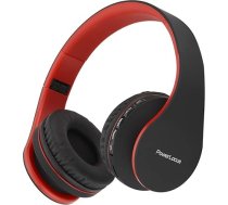 PowerLocus Bluetooth austiņas uz ausīm, bezvadu austiņas, HiFi Stereo, salokāmas austiņas ar mikrofonu, mīkstiem ausu spilventiņiem, Micro SD/TF, FM radio iPhone/Android/Tablet/Laptop (melnas/sarkanas)
