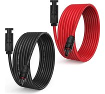 TRAMILY 5M/16.4 10AWG saules bateriju pagarināšanas kabelis ar sieviešu un vīriešu saules paneļu elektroinstalācijas kabeļa adapteri (16FT sarkans + 16FT melns)