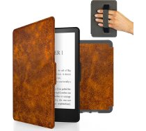 MyGadget mākslīgās ādas futrālis Amazon Kindle Paperwhite 7. paaudzes (līdz 2017. gadam 6 collas) ar siksniņu un automātiskās miega/modināšanas funkciju, brūns
