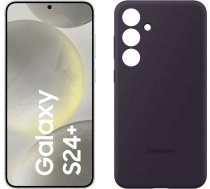 Samsung Galaxy S24+ AI viedtālrunis, 12 GB RAM, 512 GB atmiņa, marmora pelēks, silikona korpuss tumši violets