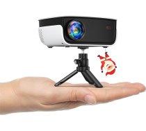 HOPVISION Mini projektors, 7500L projektors ar Full HD 1080P izšķirtspēju, portatīvais mājas kinozāles kempinga 4K projektors ar tālummaiņu, saderīgs ar mobilo tālruni/tabletu/HDMI/TV stick/USB (iekļauts statīvs)