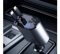 AmazeFan izvelkamais auto lādētājs - 60 W ātrais lādētājs, 4 in 1 auto lādētājs ar iPhone un C tipa kabeli, USB cigarešu aizdedzes adaptera lādētājs, kas saderīgs ar iPhone/Galaxy/Samsung/Pixel/Google/Huawei