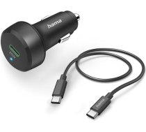 Hama Auto ātrās uzlādes lādētājs ar lādēšanas kabeli USB-C, PD, 25 W, 1 m, melns Auto lādētājs 25 W, melns