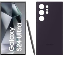 Samsung Galaxy S24 Ultra AI viedtālrunis, 12GB RAM/512GB atmiņa, titāna melns, silikona korpuss tumši violets