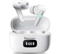 Blackview Airbuds 5 Pro Bluetooth bezvadu austiņas, Bluetooth 5.0, sporta bezvadu austiņas, ANC un ENC, Hi-Fi stereo skaņa, 6 mikrofoni, skārienjūtīgie sensori, ūdensizturīgas, 24 stundas - baltas
