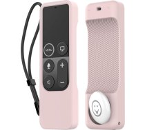 AHASTYLE Tālvadības pults futrālis Apple TV 4K 4. paaudzes Siri tālvadības pults ar ārējo AirTag turētāju, AirTag nav iekļauts, silikona tālvadības pults futrālis Apple TV 4K 4. paaudzes tālvadības pults (rozā)