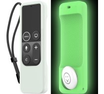 AHASTYLE Tālvadības pults futrālis Apple TV 4K 4. paaudzes Siri tālvadības pults ar ārējo AirTag turētāju, AirTag nav iekļauts, silikona Apple TV 4K 4. paaudzes tālvadības pults futrālis (zaļš, tumsā spīdošs)