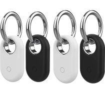 Smarttag2 Schutzhülle, 4 Stück Silikon-Smart-Tag-Schutzhülle mit silberfarbenem Schlüsselanhänger, Samsung Smart Tag 2 Hülle für Schlüssel, Haustiere, Gepäck (2 Stück weiß und 2 Stück schwarz)