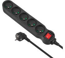 Strāvas pagarinātājs , 5 kontaktligzdu pagarinātājs, ar slēdzi, melns, 2300 W, 3 m, MCE184