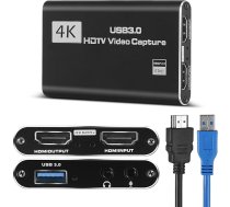 4K HDMI video uztveršanas karte, spēļu video uztveršanas karte ar mikrofonu, Full HD 1080P 60FPS USB uztveršanas karte, USB 3.0 HDMI video uztveršanas ierīce