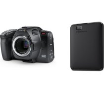 Blackmagic Design Pocket Cinema Camera 6K G2 & WD Elements portatīvais ārējais cietais disks 4 TB (mobilā krātuve, USB 3.0 interfeiss, plug and play, formatēts Windows), melns