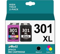 301XL multipakete HP 301 printeru kasetņu nomaiņa HP 301 XL melnas krāsas kasetnēm HP Envy 4500 5530 4504 4502 Deskjet 2540 2540 2544 2549 3050 Officejet 4630 4632 2620 (1 melna, 1 2 iepakojumi)