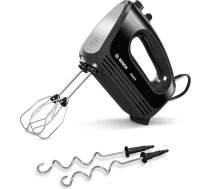 Bosch CleverMixx MFQ2420B rokas mikseris, 2 putekļi, 2 nerūsējošā tērauda āķi mīklas mīcīšanai, var mazgāt trauku mazgājamā mašīnā, 4 līmeņi, viegls, kluss, 400 W, melns