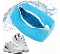 Uxreoib Pack of 2 Apavu mazgāšanas maisiņi, veļas mašīna, ar izturīgu rāvējslēdzēju, daudzkārt lietojama Sneaker veļas mazgāšanas maisiņš, apavi, 360° tīrīšanas pūka, apavu mazgāšanas maisiņš (zils)