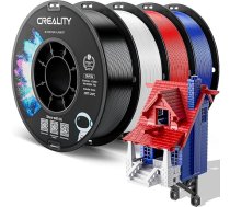 Creality PETG filaments 1,75 mm, augsta precizitāte, spēcīga izturība, bez smaržas, labāka plūsma, 4 kg 3D printera filaments, 1,75 mm izmēru precizitāte +/- 0,03 mm, PETG melns + balts + sarkans + zils