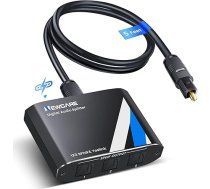 NEWCARE Optiskais sadalītājs ar optisko kabeli, 1x3 SPDIF Toslink sadalītājs, digitālā audio sadalītājs atbalsta Doldy Digital & DTS 5.1 PS3/4, DVD, TV pierīce, mājas kinozāles, uztvērējs, skaņas josla