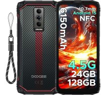 DOOGEE Blade 10 Energy Āra mobilais tālrunis ar Android 15, 24GB RAM/128GB ROM (2TB) 6150mAh akumulators, 10,7 mm ļoti plāns āra viedtālrunis, 6,56 collu HD + 90 Hz, 16 MP + 8 MP kamera, 3 karšu slots/NFC/Face ID