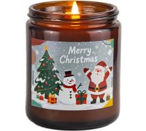 Wanameily aromātiskās sveces stiklā ar vaniļas aromātu, Ziemassvētku sveces ar uzrakstu "Priecīgus Ziemassvētkus", dabīga sojas svece, 200 g, 55 stundas degšanas laiks, dāvana Ziemassvētkiem un dāvanām