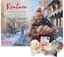 Roth Pensioner Adventes kalendārs 2025 - baudāmi brokastu pārsteigumi ar ievārījumu, medu, ziežamvielām, kafiju un tēju - 24 nelieli gardumi - oriģināla Ziemassvētku dāvanu ideja senioriem.