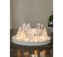 NUPTIO Adventa vainags Koka tējas gaismas Mūsdienīgi: Adventa galda noformējums Ziemassvētku rotājums Apaļš Ziemassvētku vainags Tējas gaismas turētājs Adventa rotājums Balta Ziemassvētku ciemata mājas sveču turētājs