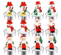 12 Ziemassvētku tējas gaismas sveču iepakojums Handmade Delicate Santa Claus Sniegavīrs Sveces Ziemassvētku dekorēšana Sveces mājas birojam Kāzu pusei