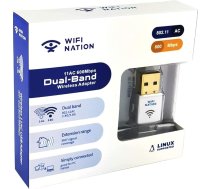WiFi Nation Bezvadu dongle Mini 802.11ac AC600 USB Wi-Fi adapteris Realtek RTL8811AU Dual Band 2,4GHz vai 5GHz Atbalsta Windows, MacOS un Linux (Balts)