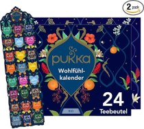 Pukka organiskās tējas dāvanu komplekts, Adventes kalendārs, "Feel-Good Calendar 2025", videi draudzīgs, bez šokolādes, bez piena, dāvanu ideja, 12 tējas variācijas, 2 x 24 tējas maisiņi