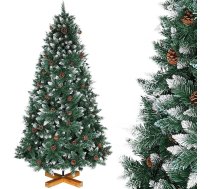 Bakaji Ziemassvētku eglīte D Pine King Premium Mākslīgais sniegs ar priežu čiekuriem Balts dabīgs Tips pārklāts ar sniegu Materiāls PVC ar krustu bāze Augstums 180 cm 800 zari Ugunsdrošs