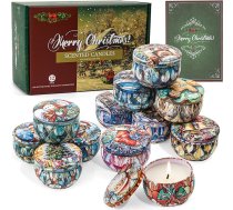 Aromatizētas sveces Ziemassvētku dāvana, 12 dabīgā sojas vaska aromterapijas sveces, 240 stundu degšanas laiks, dāvana sievietēm, stresa mazināšanai un ķermeņa relaksācijai sievietēm