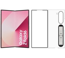 Samsung Galaxy Z Fold6 viedtālrunis ar mākslīgo intelektuālo intelektu, bez SIM bloķēšanas, bez līguma, 256 GB atmiņa, 50 MP kamera, liels displejs, ilgs akumulatora darbības laiks, rozā + caurspīdīgs apvalks