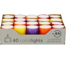 Wenzel -Kerzen Colorlights - Ziemas izdevuma tējas lampas, 8 stundu degšanas laiks, krāsaini PC korpusi, dažādu krāsu - Crazy Mix, krāsainas, 24 mm augstums, diametrs 38 mm