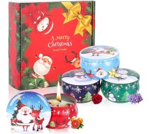 Aromatizētas sveces Ziemassvētku dāvanu komplekts, 4 gabali 2,2 oz aromātiskās sveces dāvanas sievietēm, aromterapijas sveču komplekts dabiskā sojas vaska aromātisko sveču dāvanu komplekts Ziemassvētku dekorēšanai